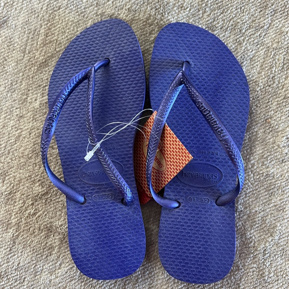 Havaianas Kids Flip Flops Purple (Violet) Slim Strap Size 1-2 (US) 33-4 (EUR)